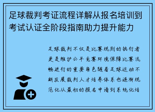 足球裁判考证流程详解从报名培训到考试认证全阶段指南助力提升能力